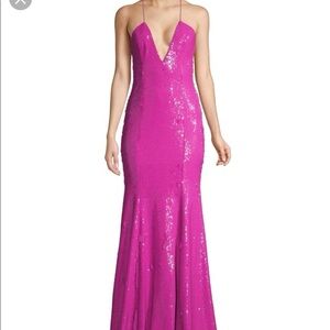 JAYGODFREY Sequin Backless Vibrant Pink Fabric(A242)